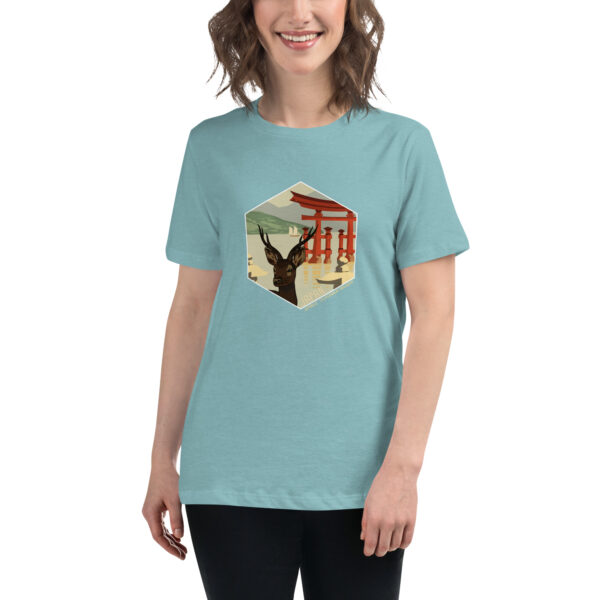 Vintage Japan Railway - Deer and Torri Gate - Women's Relaxed Fit T-Shirt