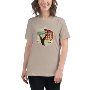 Vintage Japan Railway - Deer and Torri Gate - Women's Relaxed Fit T-Shirt