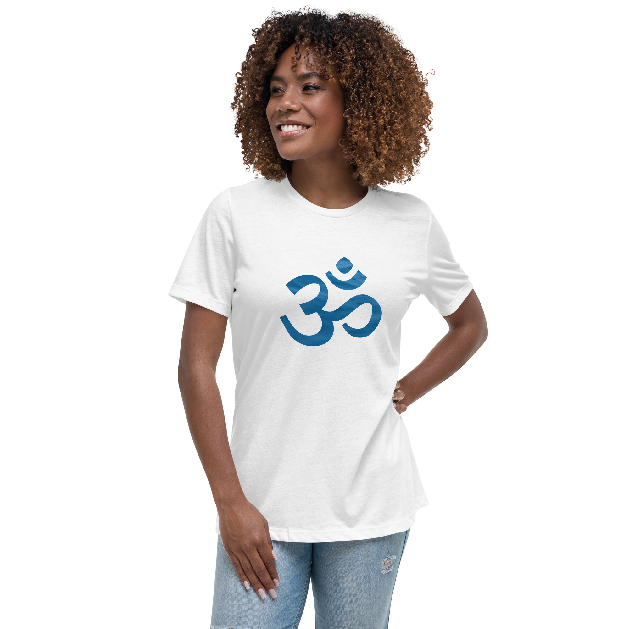 Blue Waves Om Symbol Yoga T Shirt Women s Relaxed T Shirt Eternitees T Shirts and Gifts