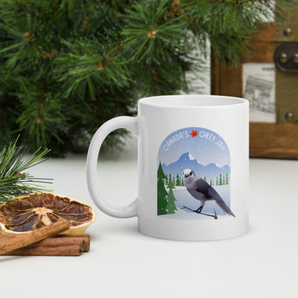 Canada's Grey Jay - White glossy mug - Image 2