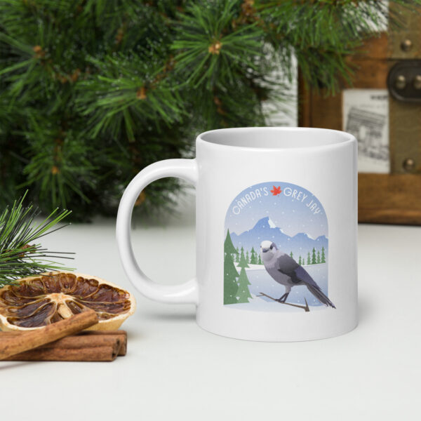 Canada's Grey Jay - White glossy mug - Image 7
