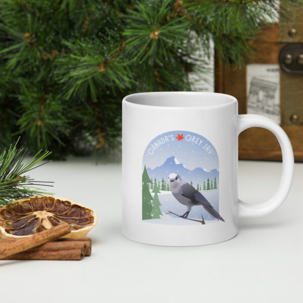Canada's Grey Jay - White glossy mug - Image 8