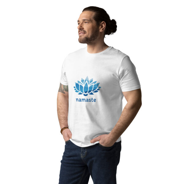 Blue Namaste Lotus - Unisex organic cotton t-shirt - Image 2